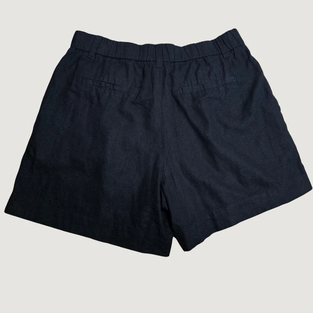 Express Black Linen Blend High Rise Pleated Shorts Size 10